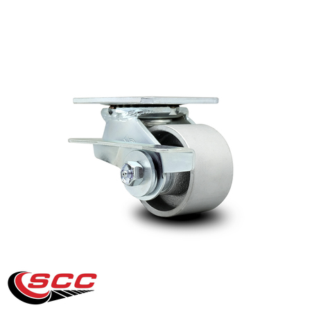 Service Caster 3.25 Inch Semi Steel Swivel Caster with Roller Bearing and Brake SCC-30CS3420-SSR-SLB